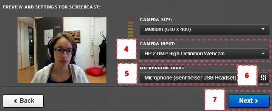 4. Innstill ønsket webkamerakilde under Camera Input. 5.