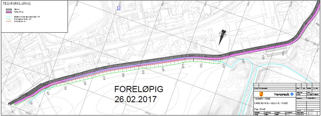 Det er allerede i dag sti for gående og syklende langs sentrumssida av Sundet i den aktuelle strekningen. Denne stien fortsetter videre langs Sundet og langs østre del av Eidsbotn (Figur 1).