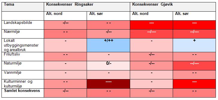 Ikke-prissatte konsekvenser Ringsaker Alt.