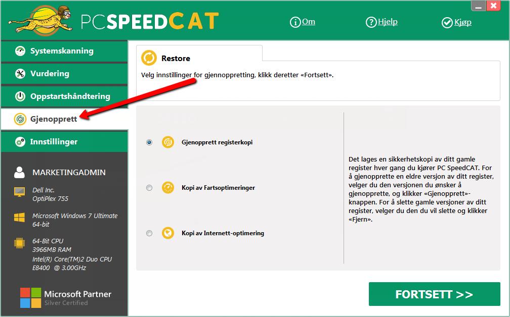 En annen av PC SpeedCATs nyttige funksjoner er muligheten til å angre alt programmet gjør.