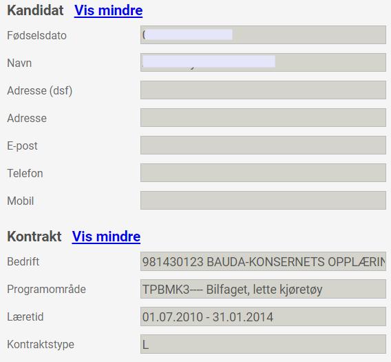 For å tilbakestille utvidelsen, klikk på linken Vis mindre Lagre-knappen aktiviseres hvis nye data er lagt inn i bildet.