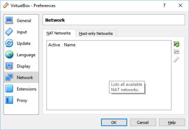 1. Menyvalg File Preferences Network NAT Networks 2. Legg til nytt NAT Network: Default IP-nett er 10.0.2.0/24 Endre til 192.168.52.
