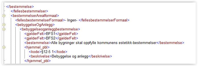 Informasjonsstruktur; Et viktig brukerbehov er å kunne finne alle reguleringsbestemmelser som gjelder for et konkret område / punkt. Dette brukerbehovet kan ikke løses ved hjelp av tekstdokumenter.