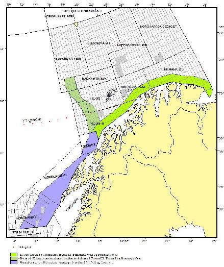16 Lofoten - Barentshavet Figur 1: Forslag til områder i Lofoten Barentshavet med stedsspesifikke tiltak i rapporten fra Sameksistensgruppen I. sild til Lofoten i august september.