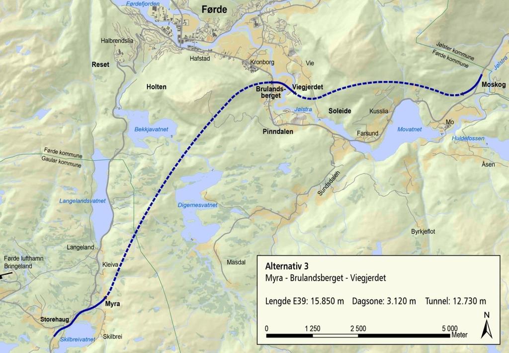 E39 ny trase Vedteken trase Myra Brulandsberget Viegjerdet.