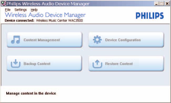 Last for Windows XP eller Vista: Dobbeltklikk på WADM. > En liste over oppdagede Centers vises. 4 5 6 Hvis ditt Center vises, fortsett med steg 6.
