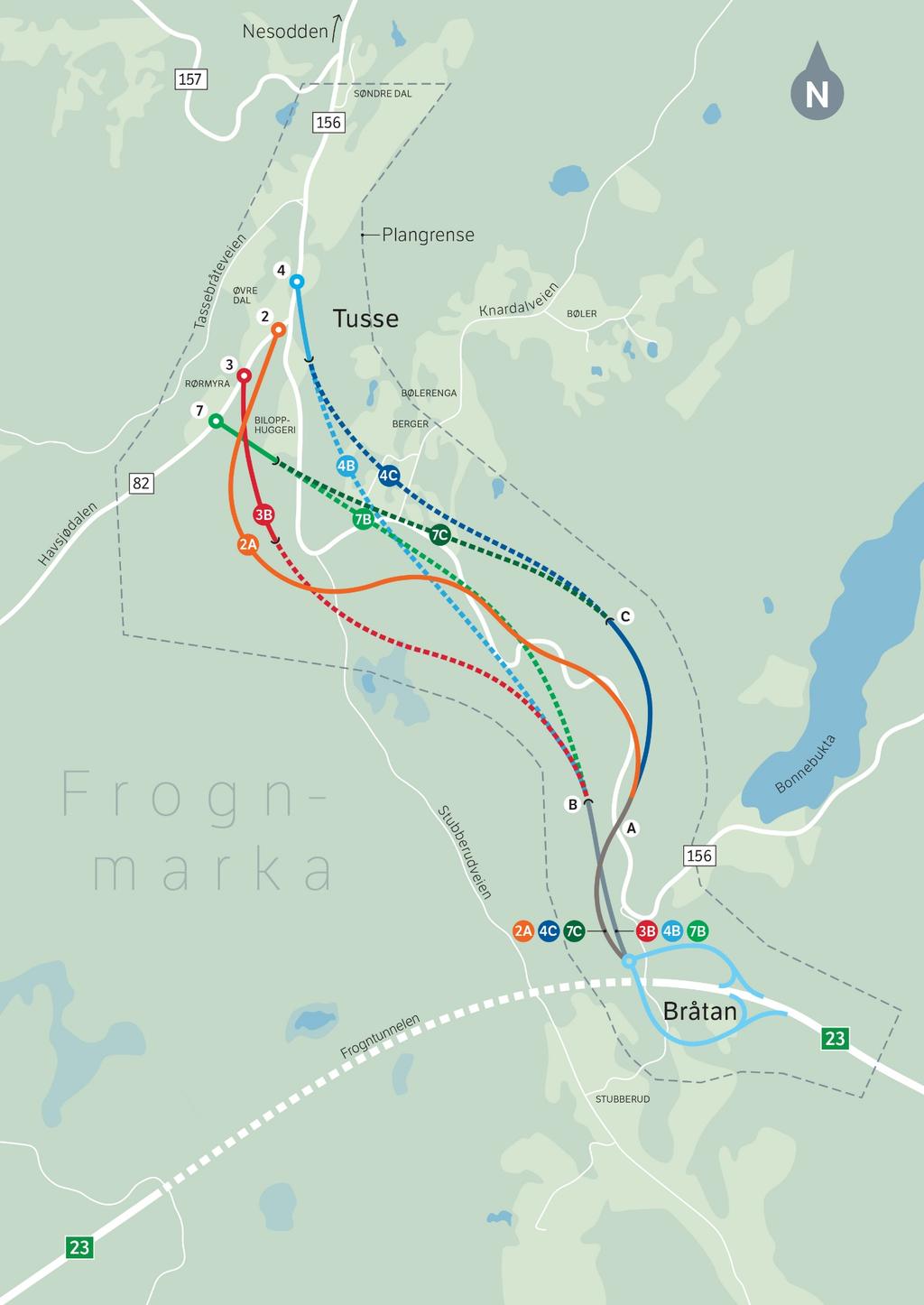 Figur 1: Oversikt over traseer