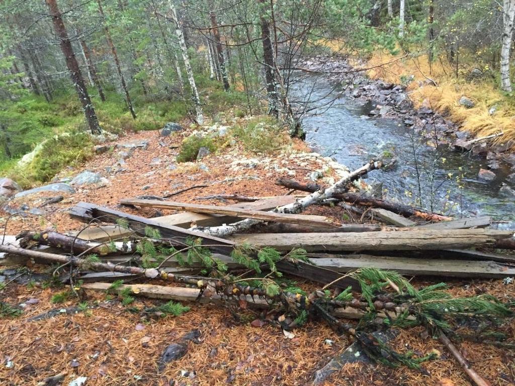 Den 17. oktober ble vi oppmerksomme på en røys med kvist og plank som stengte elva i svingen nedenfor Sandungsbrua. Noen hadde laget et stengsel for vann og fisk.