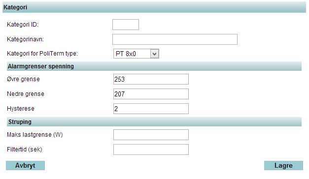 Figur 107. PoliTerm kategori for PT8x0 type terminaler Felt Beskrivelse Type Kategori ID Velg et unikt identifikasjons-nummer mellom 1 og 255 for Nummer kategorien.