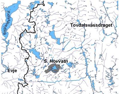 2 Områdebeskrivelse og vegetasjon Store Hovvatn er et 1,18 km 2 stort heivann ca 500 m o h. og ligger på grensen mellom Evje, Hornes og Birkenes kommuner i Aust-Agder (Figur 1).