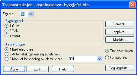 8... Kapittel 1 22.10.2009 DDS-CAD Konstruksjon med utsparing, stikkbjelker og balkong skal konstrueres. Kontroller etasjenummeret og merk av for Gulv som Bygningsdel og splan som Tegningstype.