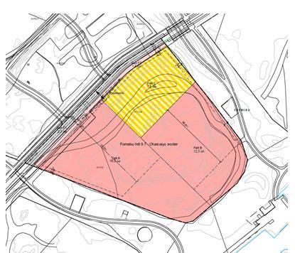 Det avsettes tre felt, A, B og C for henholdsvis barneskolen, barnehagen og bo- og behandlingssenteret. Videre er det avsatt byggegrenser som reserverer de sørlige delene av området for uteopphold.