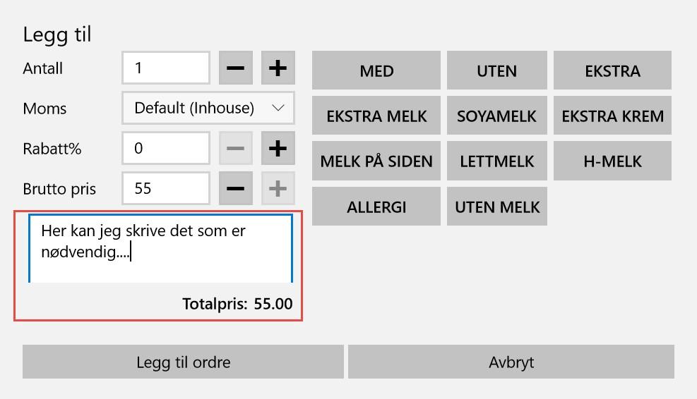 14 Som du ser her så har jeg valgt å bruke de knappene som ligger inne fra før. Dette settes opp fra Backoffice av daglig leder eller kasse ansvarlig.