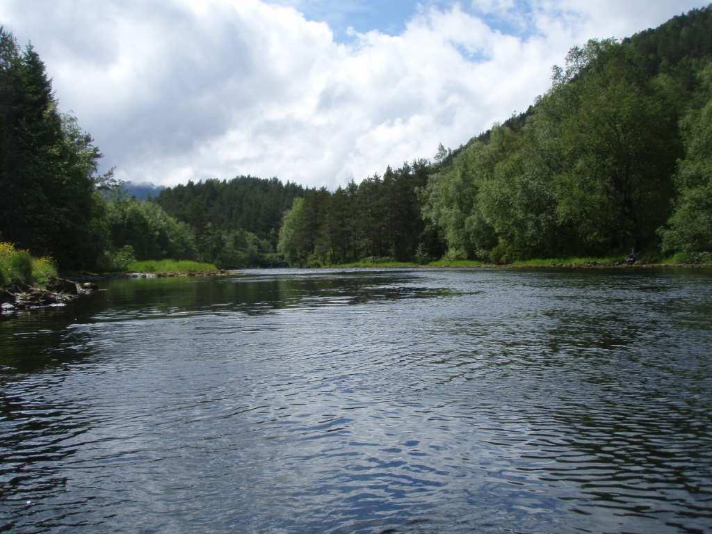 På denne elvestrekningen finnes det en liten innsjø (Øyrahølen) med et areal på 40 710 m 2.