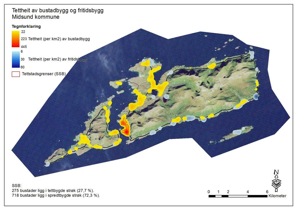 Bustadar og hushald 21 Kommunestatistikk 216 Midsund kommune Små endringar