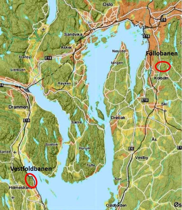 Studieområde Kapittel 7 7 STUDIEOMRÅDE I denne studien er det benyttet injeksjonsdata fra to jernbaneprosjekter. Det ene prosjektet er en adkomsttunnel til Follobanen ved Åsland like sør for Oslo.