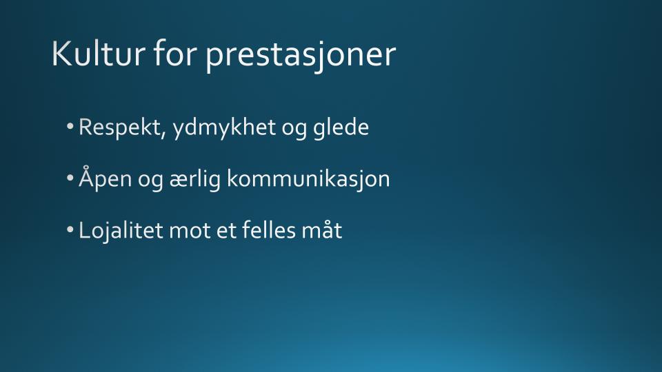 Denne kulturen begynte i 2001 med å lage noe som heter hoppskrifter. Det snakkes om verdier, holdninger, felles mål og oppgaver til alle partnere.