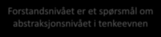 alder å gjøre, de sier kun noe om hvordan forstanden «arbeider» Forstandsnivået er et