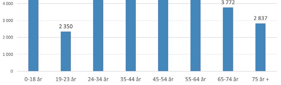 Befolkning i Porsgrunn fordelt på aldersgrupper 35 955 personer hvorav: <18 år: 22% 19 23 år: 6% 24 54 år: 41% 55 år +: 31% 3 Porsgrunn 0 18 år 19 23 år 24 34 år