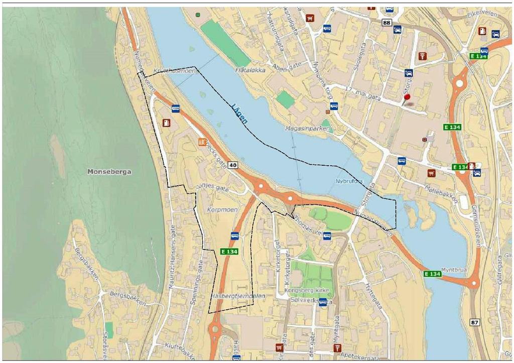 PLANPROGRAM 19 4.3 Planområdets avgrensning Figur 7 Forslag til avgrensning av planområdet. Kartkilde: finn.