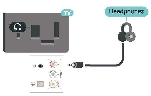 Hodetelefoner Du kan koble hodetelefoner til -inngangen på siden av eller bak på TV-en. Kontakten er en 3,5 mm minijack.