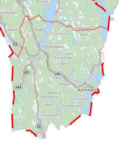 Låby: Nord/øst: tilsvarer beskrivelsen av grense vest for Hjortsberg. Syd/øst: tilsvarer beskrivelse av grense mot vest for Os (nord for Rødsparken).