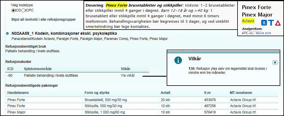 2g/120mg (paracetamol/kodein) til Erna Hansen. Begrunn ditt svar.