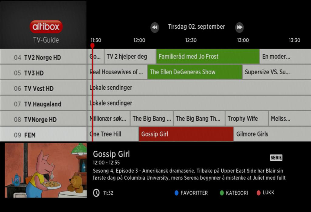 Altibox TV 5 Opptaksdekoder Opptak av to programmer samtidig Du kan se på ett program og ta opp to andre programmer samtidig.