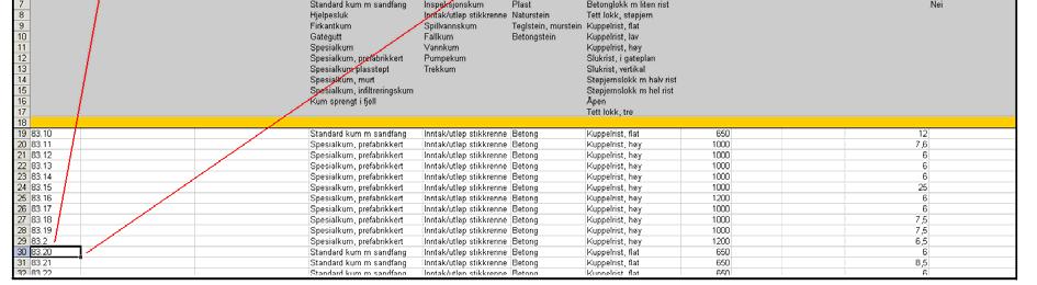 Man finner datakatalogverdien i NVDB egenskapskjemaets celle C2 og som navn på skjemaets arkfane.