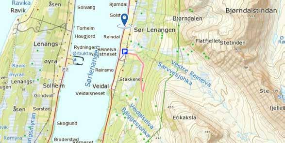 SØR-LENANGEN Lengde: ca. 2 km Koordinater: 34W 0462870/7744331 N69 48.
