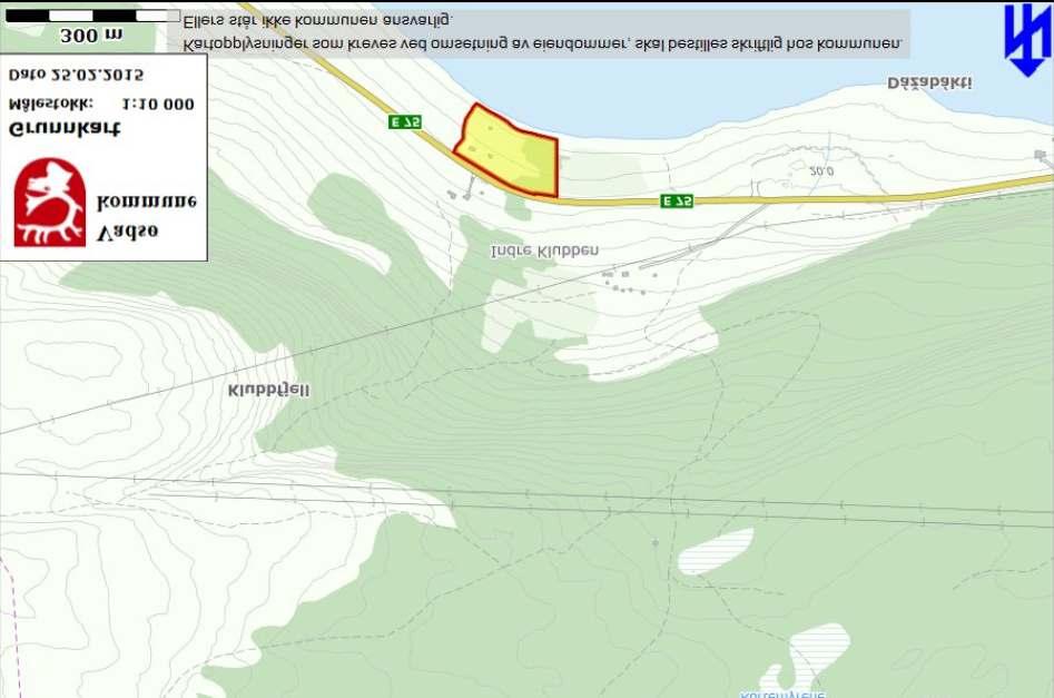 Sak 14/15 Kart 3. Oversiktskart over eiendom 2003/1/3 i Indre Klubben. Vurdering: Eiendommen der dispensasjon til oppføring av anneks med badstu søkes, er i kommuneplanens arealdel, vedtatt 7.