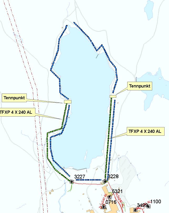 500 meter, samtidig som det kun finnes distribusjonsnett