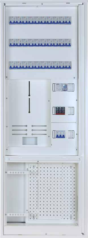 13 BOLIGSENTRAL 2 RADER H=1230 B=500 D=210 2X21 MODULER + 3X7 MODULER + SVAKSTRØMSFELT 989922 KOMPONENTPAKKE MED 10 KURSER OG OVERLASTVERN BOLIGSENTRAL 3 RADER H=1365 B=500 D=210 3X21 MODULER + 3X7