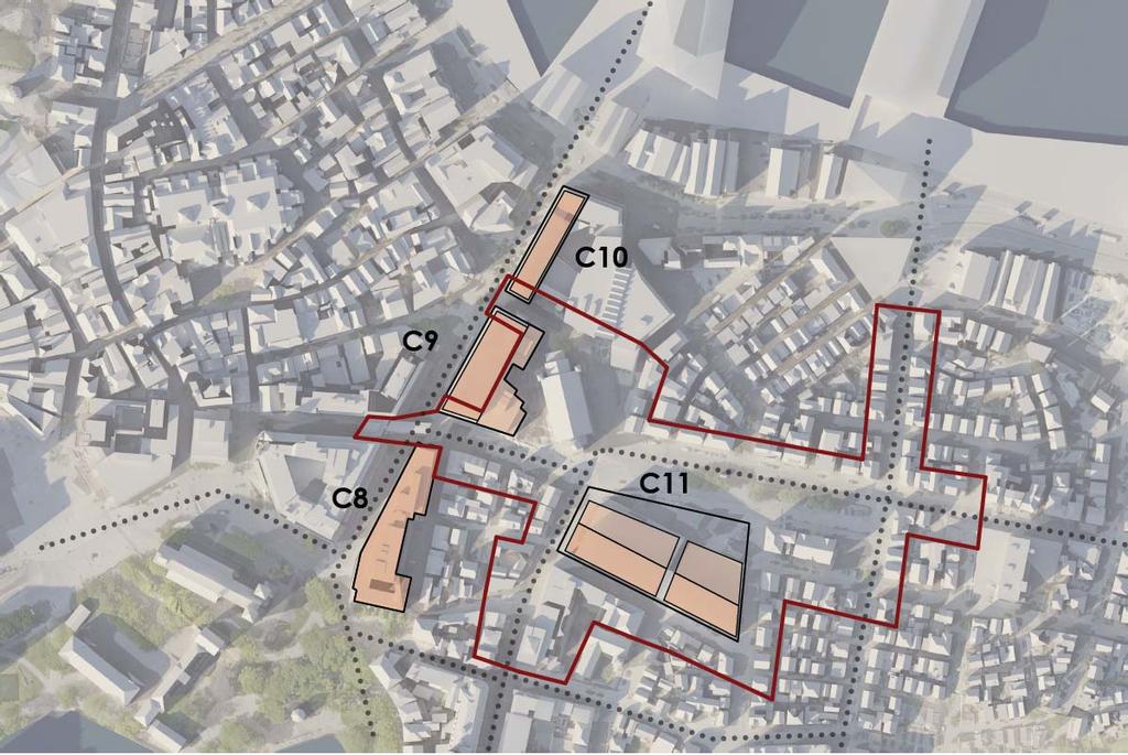 Ved å bekrefte og gi noe utvidede rammer for fremtidig byutvikling i kvartalet sør for torget, bidrar planen samtidig til å etablere ny bebyggelse rundt torget som gir et grunnlag for et mer aktivt