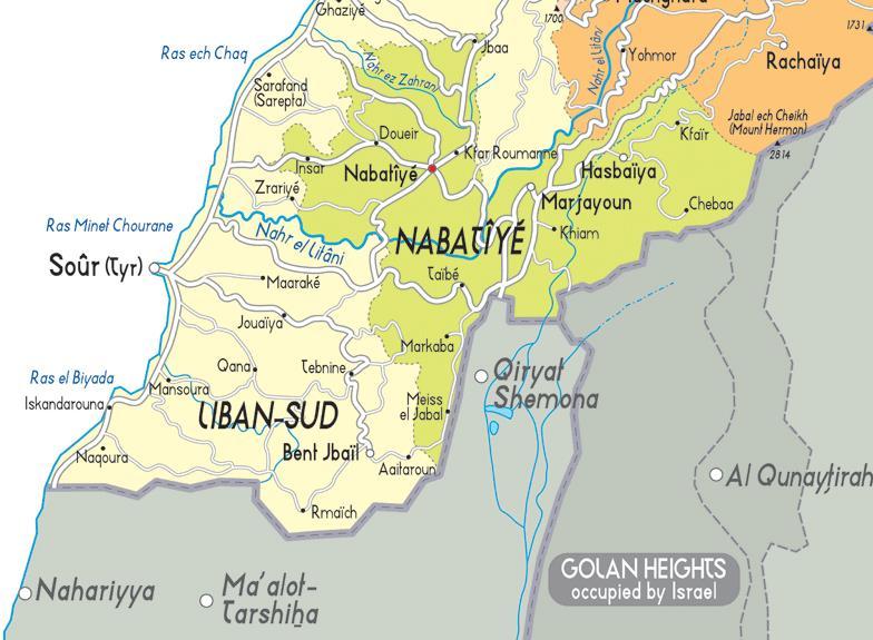 Kart 3: Sør-Libanon med Litani- og Zahranielven 602 602
