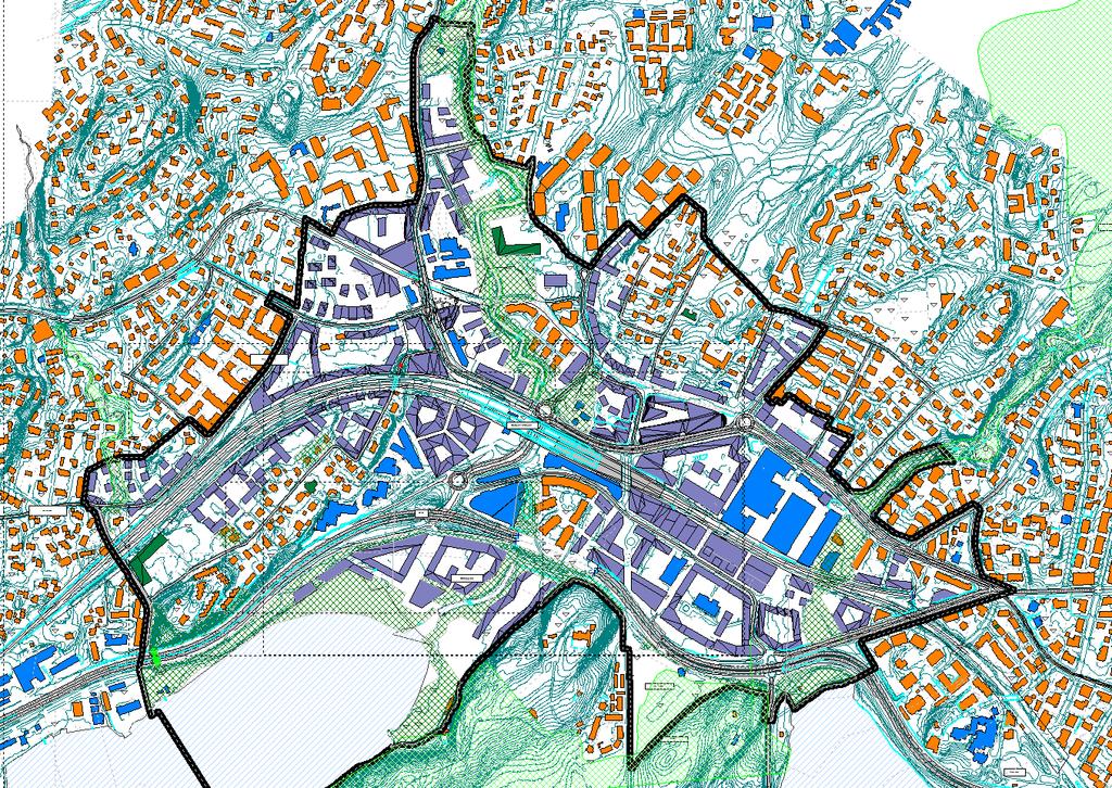 Planområdet på Skøyen -med mulig fremtidig
