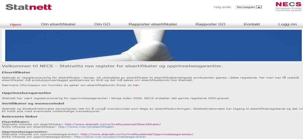 NECS norsk register for elsertifikater og