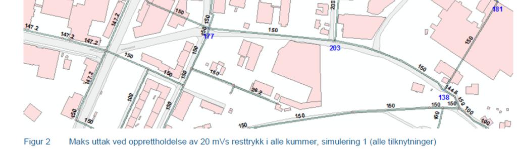 1 Vann Utbyggingsområdet forsynes i dag fra en 100 mm VL i Stjørdalsvegen, 125 mm VL som krysser utbyggingsområdet og nyetablert 200 mm VL i gata vest for utbyggingsområdet.