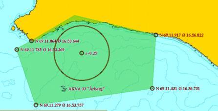 Arealstørrelse (km 2 ) Torsken 1928-A12 Årberg NFFFA/A A 2,53 Innspillsgruppe akva Eksisterende lokalitet foreslått utvidet, innspill A33 Konsekvensutredning Verdi Omfang Konsekvens