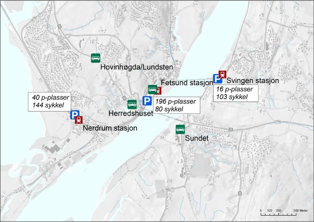 avganger. I retning Kongsvinger er makstimen mellom kl. 16:00 og 17:00 hvor det også er tre avganger. Fetsund stasjon er holdeplassen som har den største innfartsparkeringen (ca.