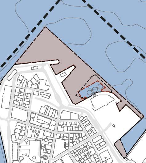48 Planløsning kart og bestemmelser For å gi plass til foreslått utfylling for byutvikling og nye kailinjer er deler av kommuneplanens generelle sjøareal for bruk og vern i sjø disponert til