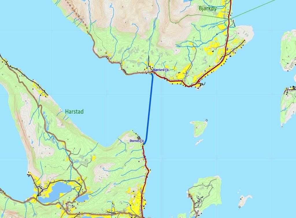Stornes - Bjørnerå Sambandet Bjarkøy Sandsøy Grytøy kan bli erstattet av tunnel (og/eller bru) i løpet av kontraktsperioden.