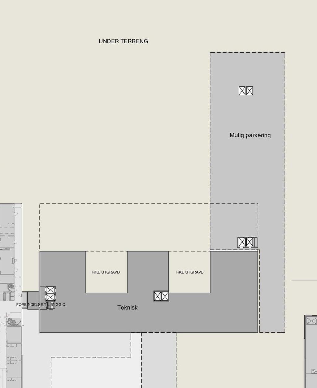 Konseptrapport nytt klinikkbygg Radiumhospitalet 87 Plan U3 og U2 Det mulig å etablere parkering under sengedel i U2 langs Noreveien.