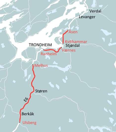 23 km 18-20000 3 tunneler totalt 7,3 km 16 bruer, 2 større 1,8 mill.m3 overskudd 5 toplanskryss Kvithammar - Åsen Vedtatt Ca. 19.