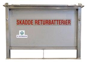 7.6 Forslag til emballering av batterier med fare for lekkasje Batterier med fare for lekkasje er underlagt ADR bestemmelsene og skal pakkes og merkes ihht ADR-bestemmelsene.