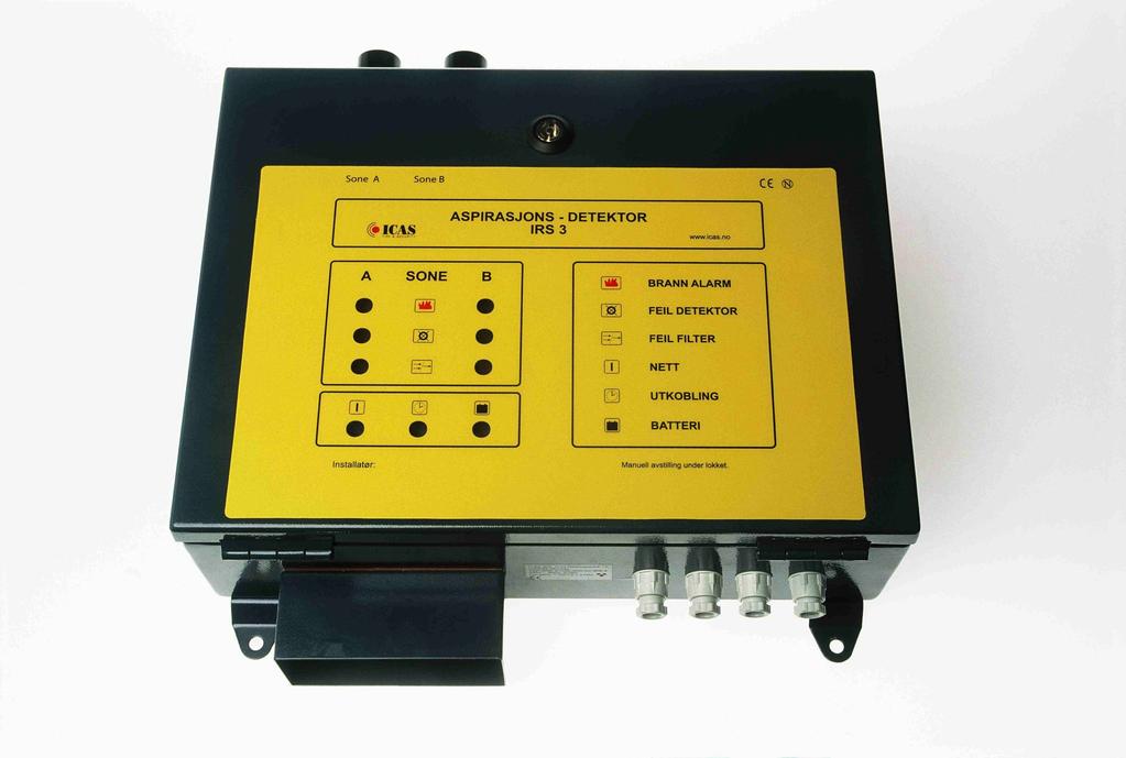 Enhet: ASPIRASJON RØYK DETEKTOR IRS-v4 Software versjon: 4.115 Produsent: ICAS AS, Grini Næringspark 15, N-1361 Østerås, Norge Innhold : 1 Beskrivelse... 3 2 Funksjon... 3 3 Beskrivelse... 3 3.1 Front.