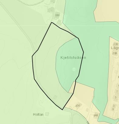 40 (50) 111 Kjetilstuåsen Gnr/bnr: 20/6 Dagens formål: Vernesone (LNF og friområde) Arealstørrelse: 17,1 daa.