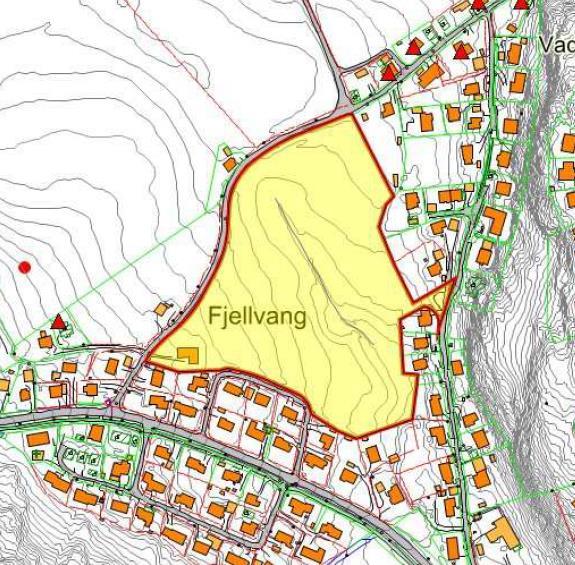 49 116 Vadumveien vest /Fjellvang Gnr/bnr: 14/2 Arealstørrelse: 38,7 daa. Forslagsstiller: Bjørn Hopen Vadumveien vest ligger ved Fjellvang.