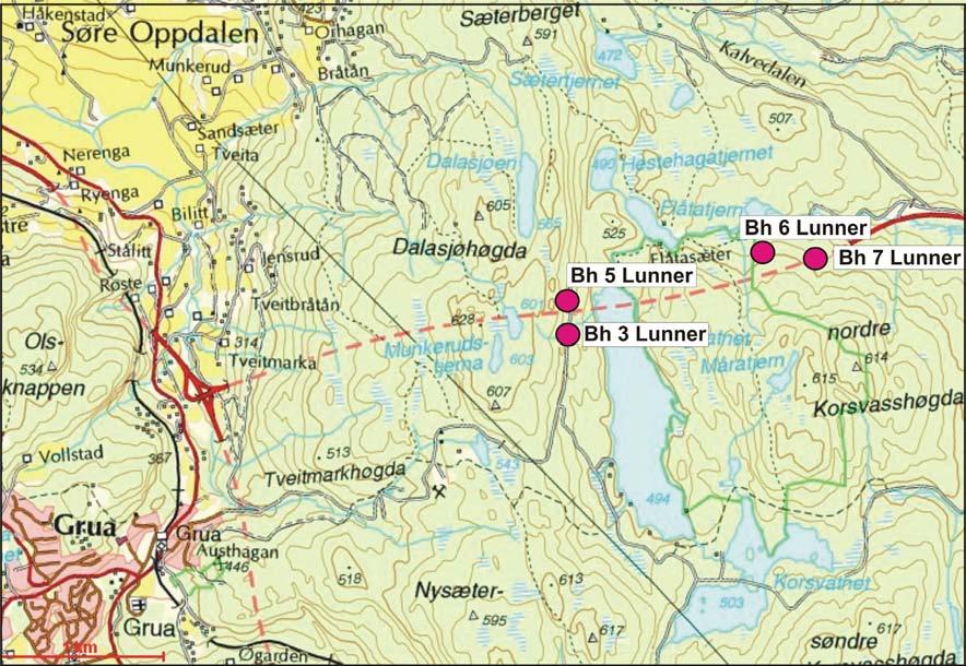 1. INNLEDNING I forbindelse med driving av Lunnertunnelen har NGU gjort geofysisk logging av flere brønner.