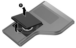 3 Sette inn eller bytte ut batteriet ADVARSEL: Avhend brukte batterier i henhold til veiledningen i Merknader om forskrifter, sikkerhet og miljø, som du finner på platen med brukerhåndbøker eller i